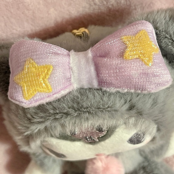 Sanrio Japan Kuromi Gray Pajamas Plush Mascot Keychain Charm - Picture 3 of 9